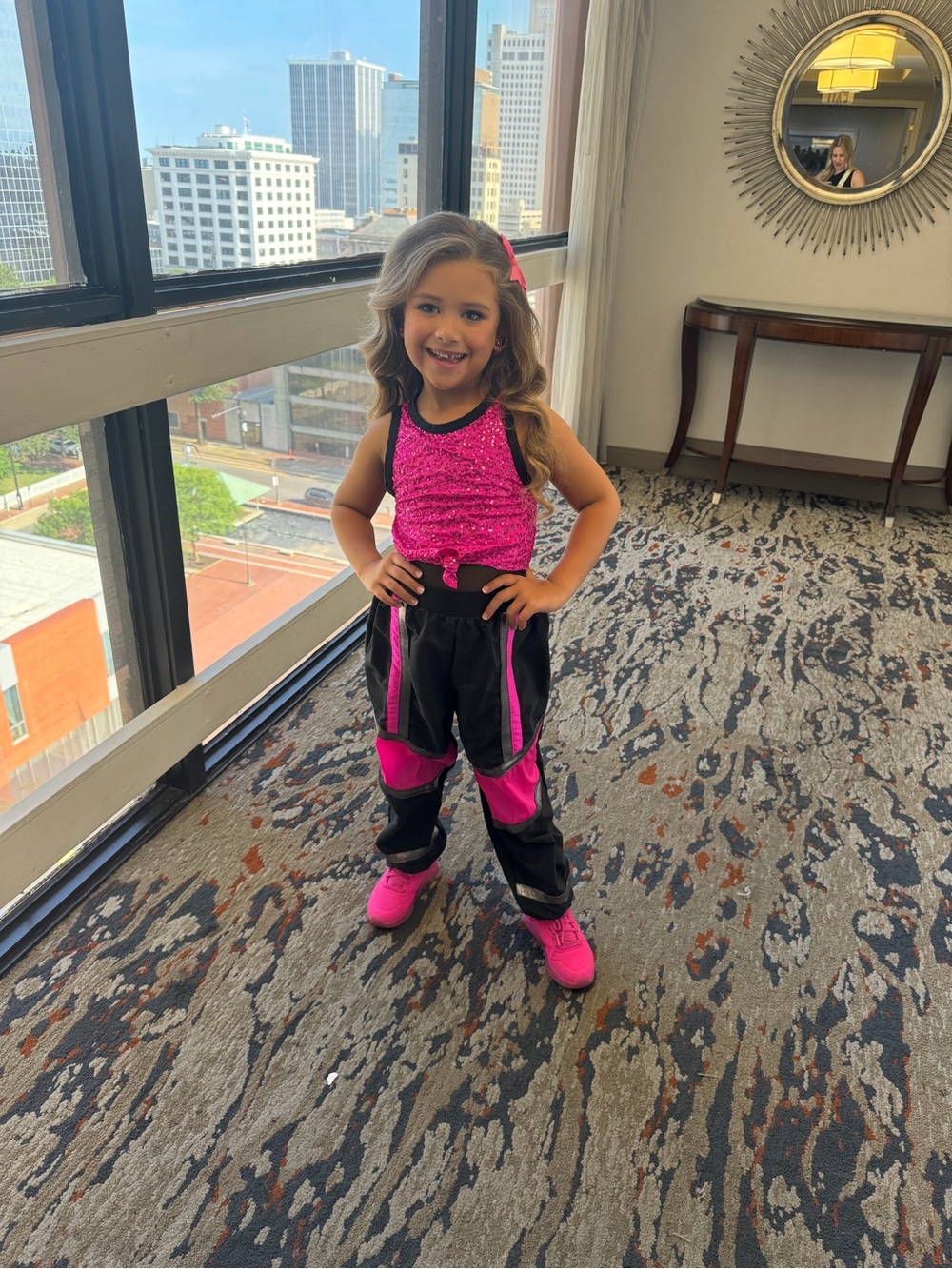 Weissman Girls Hot Pink and Black Dance Set size 8-10